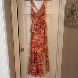 For Love and Lemons Cowl-Neck Silk Dress